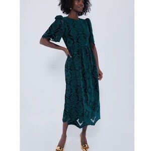 Tuckernuck Green Velvet Eyelet Catalina Dress